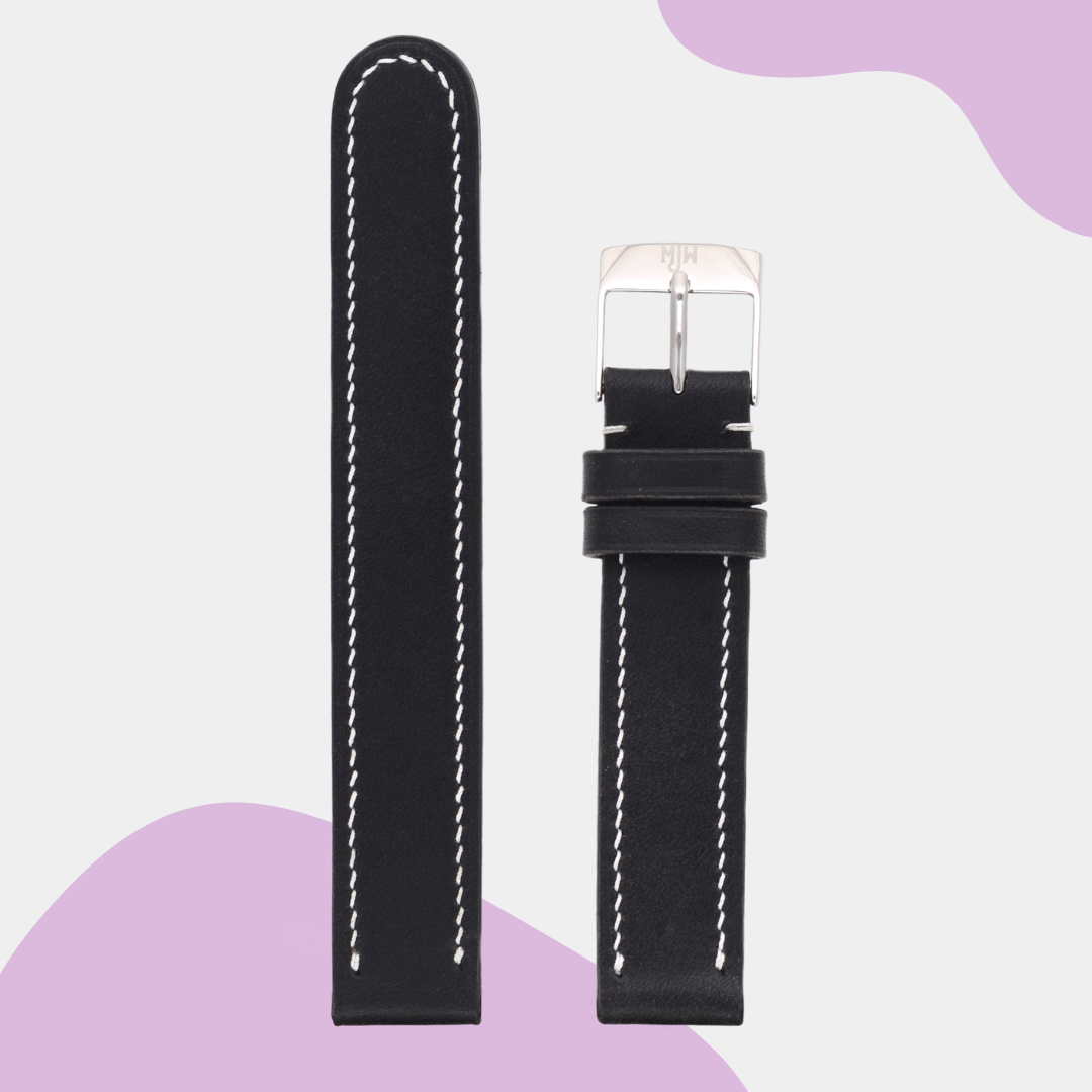 Handmade leather watch band: Black
