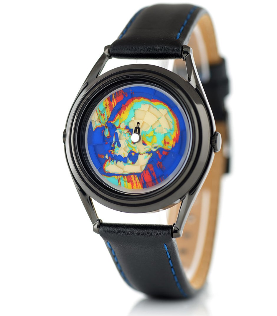 Ambassador colourful skull watch by Mr Jones Watches - side view