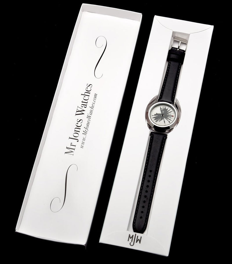 The Time Traveller watch in Mr Jones Watches packaging